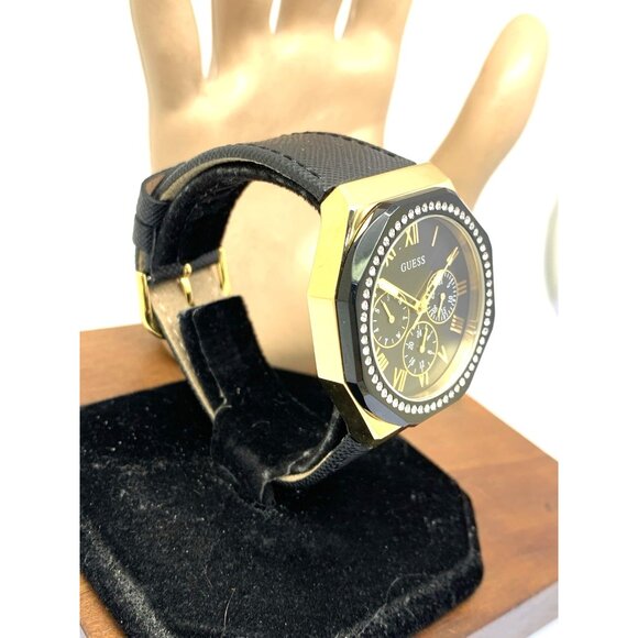 Guess Women\'s Watch GW0753L4 Quartz Gold Black Leather Strap Gemmed 36mm main image 12